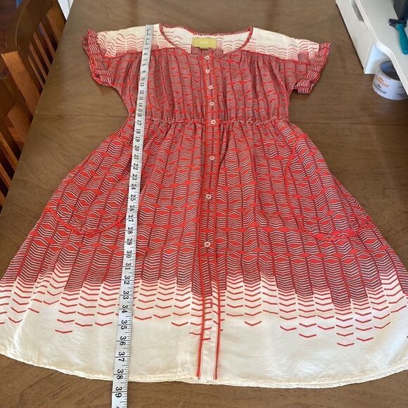 Anthropologie Maeve Red & Cream Veronica Mini Shirtdress Size Small - Picture 13 of 13
